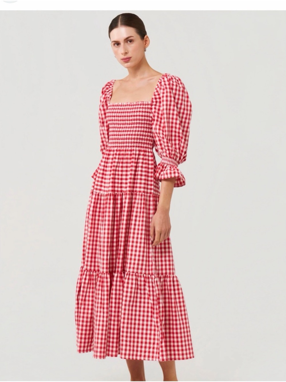 Source Unknown Red and White Gingham Maxi Dress